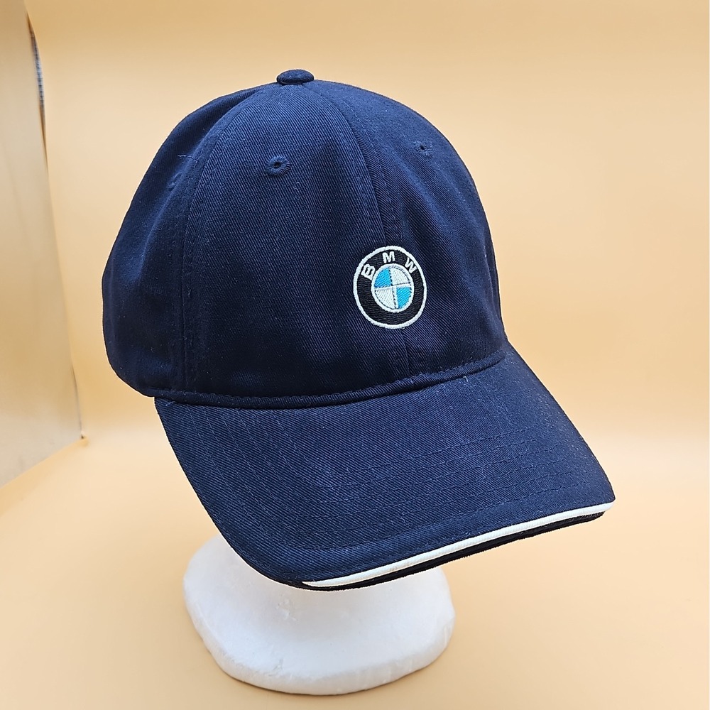 BMW Hat Cap Baseball Strap Back Navy Blue Cotton Embroidered Logo Mens Casual